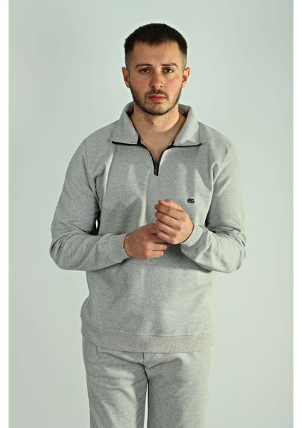 Pike Yarım Fermuar Sweat Açık Gri