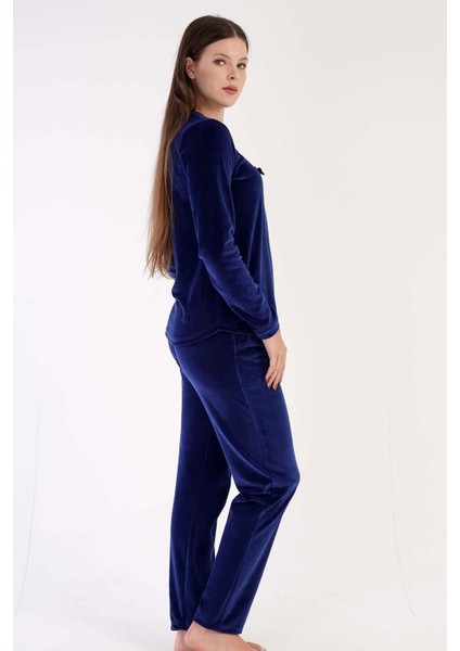 Indigo Kadın Uzun Kollu Kadife Pijama Takımı