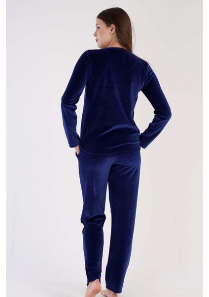 Indigo Kadın Uzun Kollu Kadife Pijama Takımı