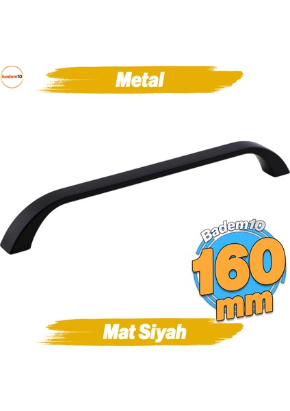 Göksu Kulp 160 mm Siyah Metal Mutfak Mobilya Çekmece Mutfak Dolap Dolabı Kulpları Kapak Kulbu 16 cm