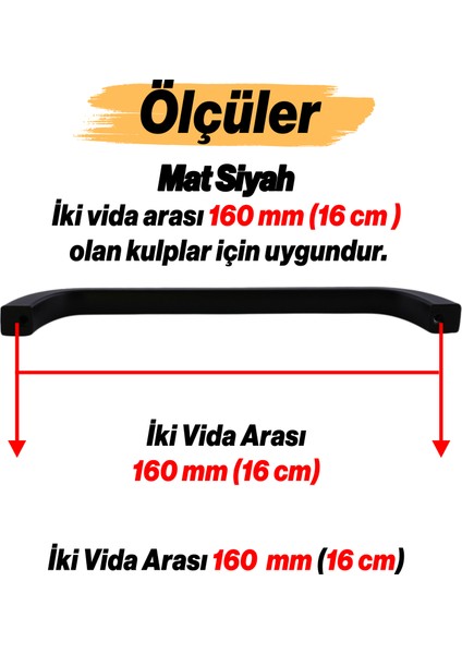 Göksu Kulp 160 mm Siyah Metal Mutfak Mobilya Çekmece Mutfak Dolap Dolabı Kulpları Kapak Kulbu 16 cm
