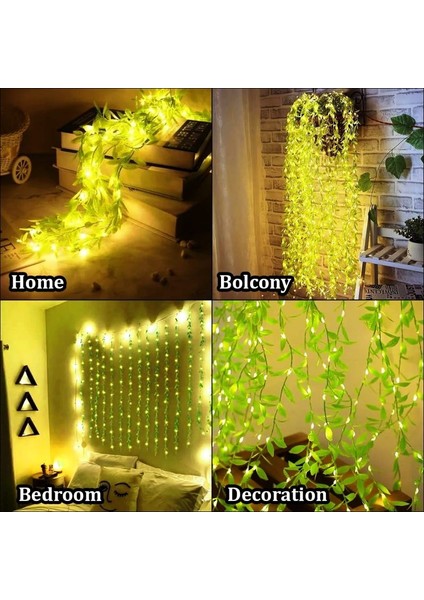 Vıp Kalite Salkım Yaprak LED Işık Gün Işığı LED Salkım Sarmaşık LED Işık 3x1 Metre 180 LED Modlu
