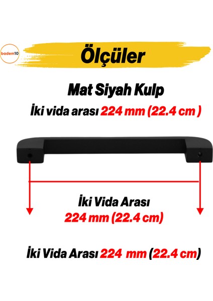 Zehra Kulp 224 mm Siyah Metal Mutfak Mobilya Çekmece Mutfak Dolap Dolabı Kulpları Kapak Kulbu 22.4 cm fiyatları
