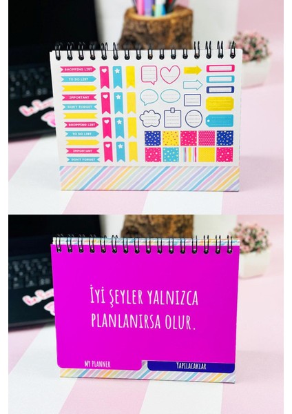 Hayallerinin Peşinden Git Tasarımlı Yeni Nesil Masa Üstü Planner 2 Sayfa Sticker