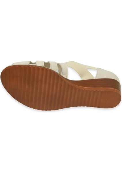D25YS-2740 Kadın Deri Dolgu Topuklu Sandalet Bej indirimleri