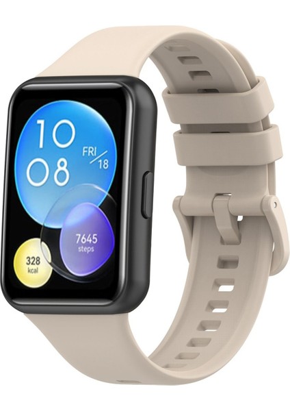 Huawei Watch Fit 2 Uyumlu Slikon Kordon Yumuşak Kordon Renkli - Pudra
