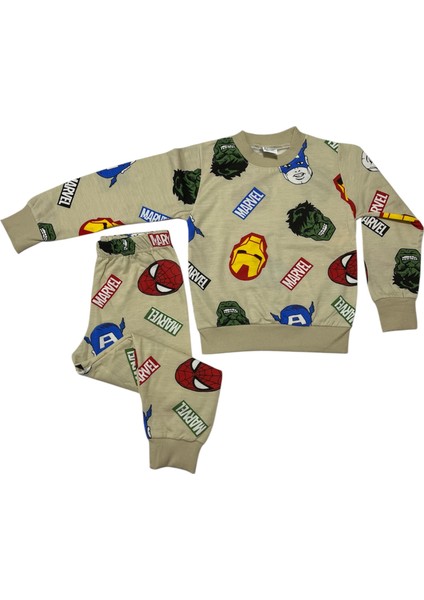 Erkek Çocuk Iki Iplik Şardonlu Marwel Desenli Eşofman Takımı