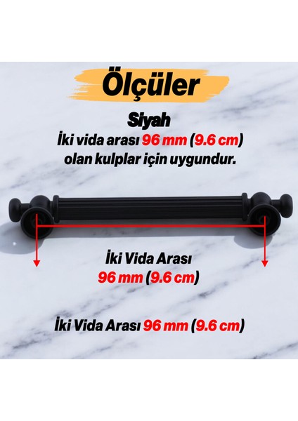 Selçuklu (96 mm - 9.6 cm) Mat Siyah Metal Mobilya Mutfak Çekmece Dolap Dolabı Kulbu Kulpları