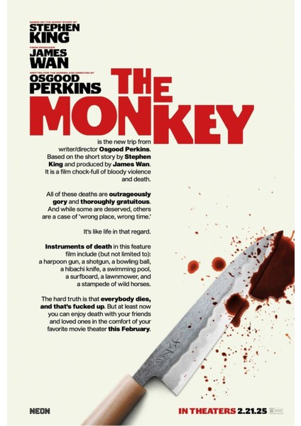 The Monkey (2025) 0001 (Folyo / Afiş / Poster) 7642 ( 50 cm x 70 cm )