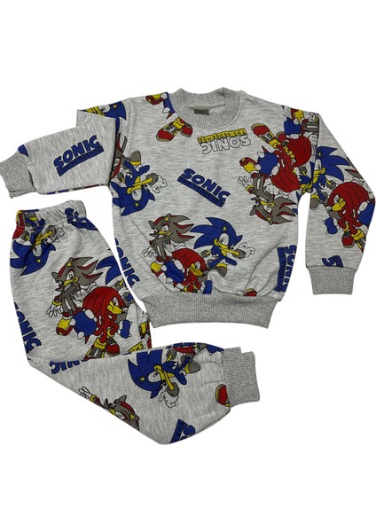 Erkek Çocuk Iki Iplik Şardonlu Sonic Desenli Eşofman Takımı