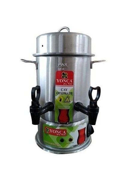 Yonca Elektrikli Çelik Çay Makinası-Çift Musluklu Semaver Çay Otomatı 40 bardak