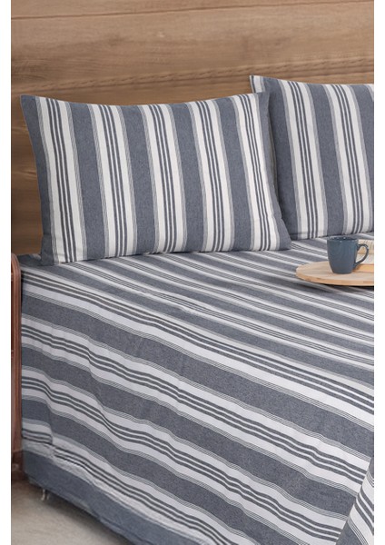 Sport Çizgili Çarşaf + Yastık Kılıfı Seti Çift Kişilik Soft Line Antrasit fiyatları