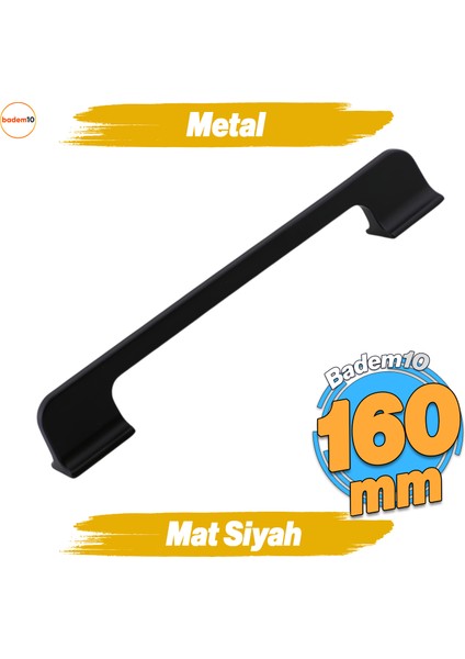 Afra Metal Mat Siyah Kulp 160 mm 16 cm Mobilya Çekmece Mutfak Dolabı Dolap Kapak Kulplar Kulb Kulpu