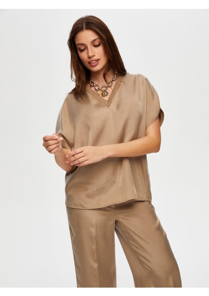 Triko Yakalı Kısa Kol Bluz S25BLZ028