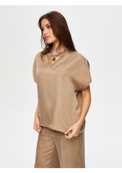 Triko Yakalı Kısa Kol Bluz S25BLZ028