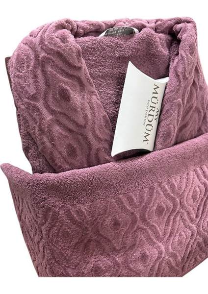 Banyo Çeyiz Seti, Pamuk Bornoz Takımı, 8 Parça Aile Bornoz Seti, Havlu & Havlu Seti (Mor-Krem) fırsatları