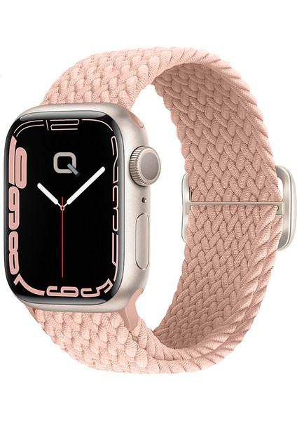 Apple Watch Series SE/11/10/9/8/7/6/5/4/3 ile Uyumlu 49MM-46MM-45MM-44MM-42MM Ayarlanabilir Tokalı Örgü Kordon, Kum Pembesi