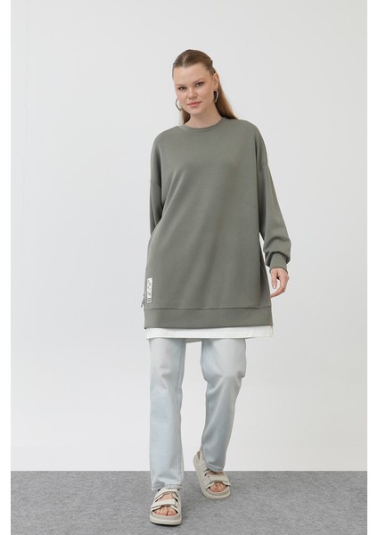 10613 Puane Modal Kumaş Arma ve Fermuar Detaylı Sweatshirt