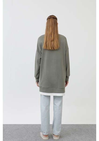 10613 Puane Modal Kumaş Arma ve Fermuar Detaylı Sweatshirt