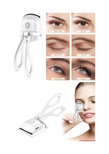 Silikon Uçlu Elektrikli Kirpik Kıvırıcı 2 Sıcaklık Modlu USB Şarjlı Kolay Rimel Kirpik Bigudisi