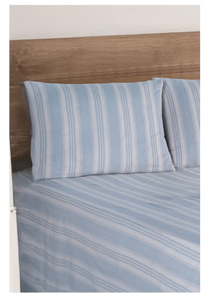 Sport Çizgili Çarşaf + Yastık Kılıfı Seti Çift Kişilik Soft Line Gri fiyatları
