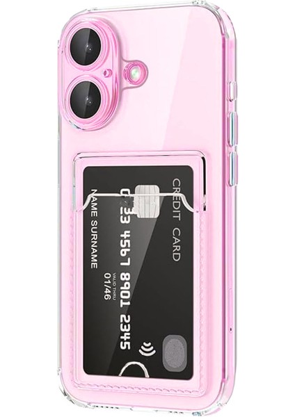 iPhone 16 Kılıf Cardy Şeffaf Kartlık Cepli Kapak
