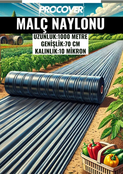 Procover/ Malç Naylonu/ 1000 Metre x 70 cm x 10 Mikron / Deliksiz/ Siyah