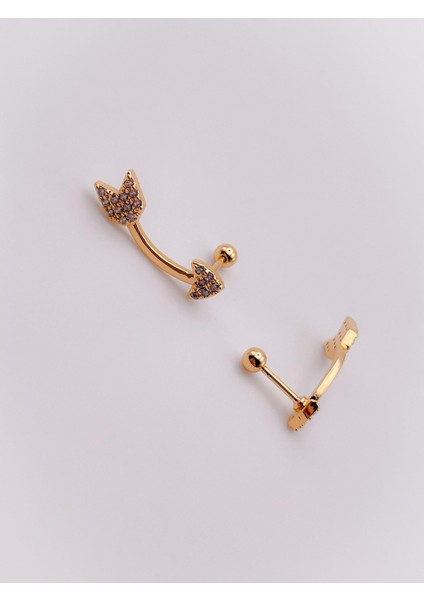 Cerrrahi Çelik Zirkon Taşlı Kavisli Ok Tragus Helix Piercing (1ADET)