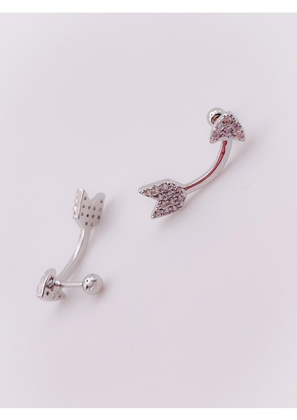 Cerrrahi Çelik Zirkon Taşlı Kavisli Ok Tragus Helix Piercing (1ADET)