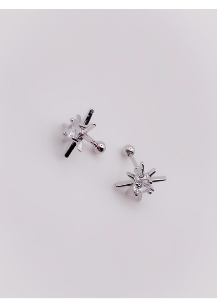 Cerrrahi Çelik Tek Taşlı Kutup Yıldızı Tragus Helix Piercing (1ADET)