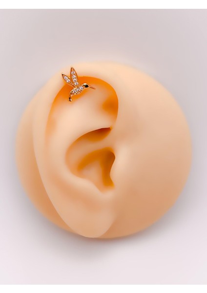 Cerrrahi Çelik Zirkon Taşlı Kuş Figürlü Tragus Helix Piercing (1ADET)