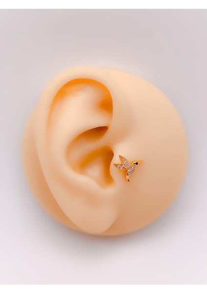 Cerrrahi Çelik Zirkon Taşlı Kuş Figürlü Tragus Helix Piercing (1ADET)