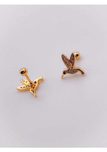 Cerrrahi Çelik Zirkon Taşlı Kuş Figürlü Tragus Helix Piercing (1ADET)