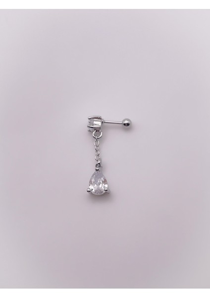 Cerrrahi Çelik Zirkon Taşlı Damla Taşlı Sallantılı Tragus Helix Piercing (1ADET)