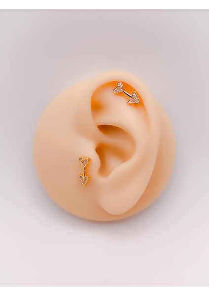 Cerrrahi Çelik Zirkon Taşlı ''eros'un Oku'' Tragus Helix Piercing (1ADET)