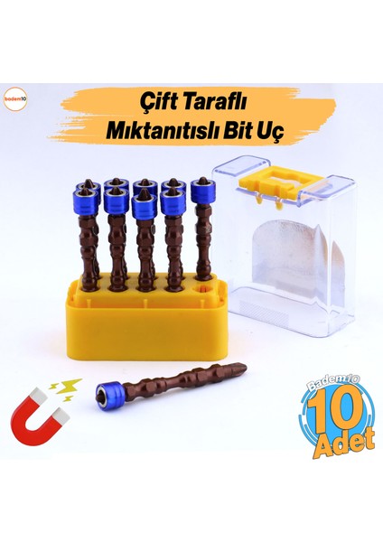 10 Adet Mıknatıslı Bits Uç Ph2 65 mm Renkli Vida Tutucu Sökme Yıldız Matkap Vidalama Ucu S2 Çeliği