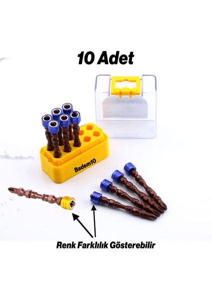 10 Adet Mıknatıslı Bits Uç Ph2 65 mm Renkli Vida Tutucu Sökme Yıldız Matkap Vidalama Ucu S2 Çeliği fırsatları