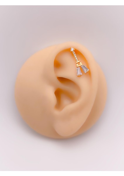 Cerrrahi Çelik Zirkon Taşlı Eyfel Tragus Helix Piercing (1ADET)