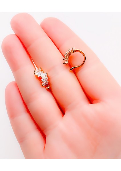 Baget Taşlı Sıkıştırma Kıkırdak Küpe ( Earcuff ) Piercing (1ADET)
