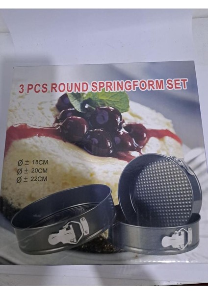 3lü Kelepçeli Kek Kalıbı Seti 18CM 20CM 22CM