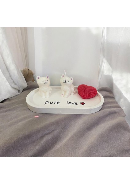 Pure Love El Yapımı Kedi ve Kalp Mum Seti – Hayvanseverlere Özel