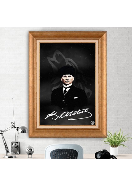 Özel Altın Seri Paspartulu Mustafa Kemal Atatürk Tablo ZD106