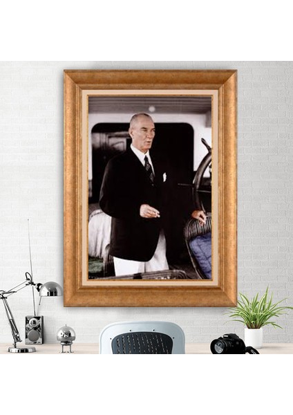 Özel Altın Seri Paspartulu Mustafa Kemal Atatürk Tablo ZD105