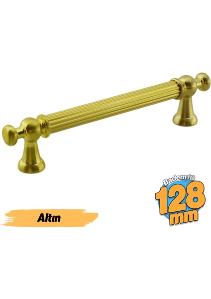 Selçuklu (128 mm - 12.8 cm) Gold Metal Mobilya Mutfak Çekmece Dolap Dolabı Kulbu Kulpları