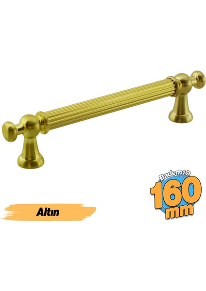 Selçuklu (160 mm - 16 cm) Gold Metal Mobilya Mutfak Çekmece Dolap Dolabı Kulbu Kulpları