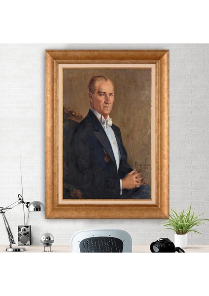 Özel Altın Seri Paspartulu Mustafa Kemal Atatürk Tablo ZD115