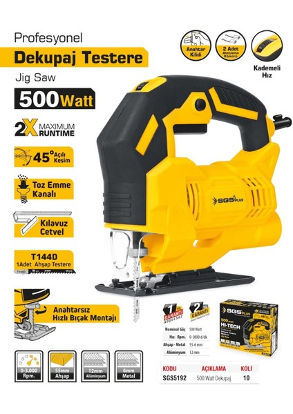 SGS5192 - Profesyonel Elektrikli Dekupaj Testere 500 Watt fiyatları