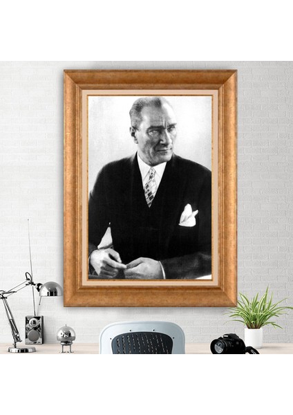 Özel Altın Seri Paspartulu Mustafa Kemal Atatürk Tablo ZD123