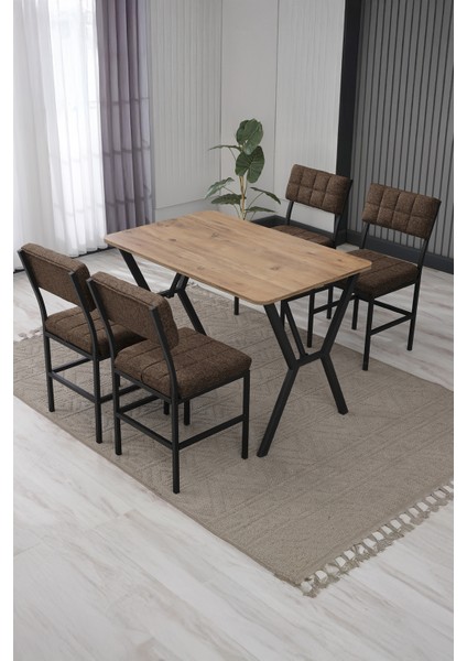 Dubai Mutfak Masa Sandalye Takımı 4 Kişilik Masa Takımı Yemek Odası Masa Takımı Ceviz