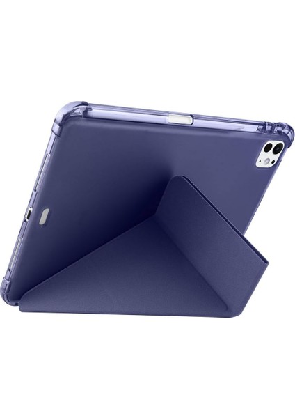 Apple iPad 9.7 6.nesil Tablet Kılıf Uyku Modlu Kalem Bölmeli Katlananır Standlı Darbe Korumalı Kapak